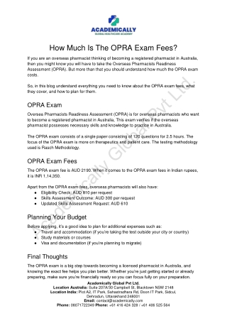 How Much Is The OPRA Exam Fees
