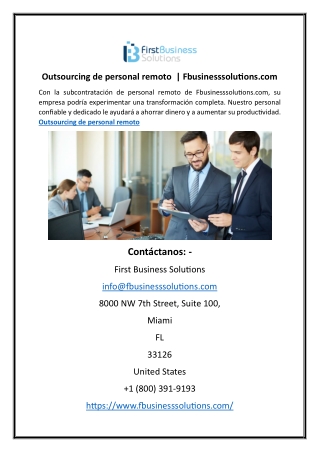 Outsourcing de personal remoto  | Fbusinesssolutions.com