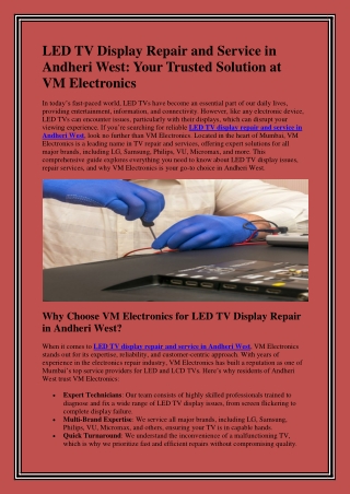 LED TV Display Repair and Service in Andheri West