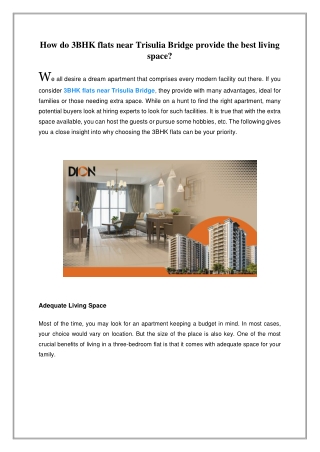 How do 3BHK flats near Trisulia Bridge provide the best living space