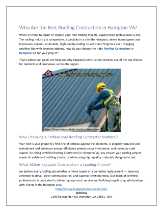 Who Are the Best Roofing Contractors in Hampton VA