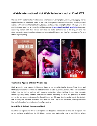 Watch International Hot Web Series in Hindi