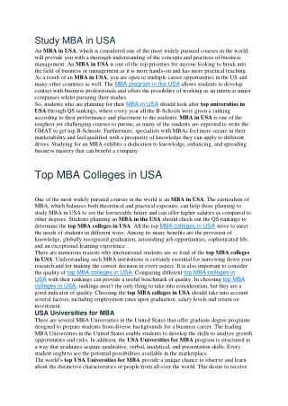 Study MBA in USA
