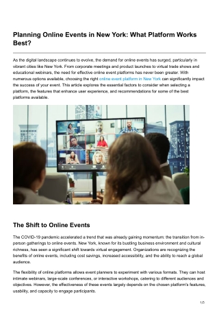 planning online events in new york what platform