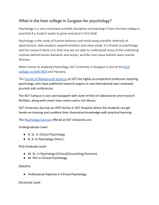 What is the best college in Gurgaon for psychology.docx
