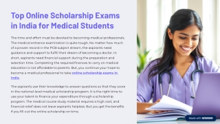 Top Online Scholarship Exams in India for Medical Students