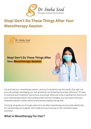 Stop! Don’t Do These Things After Your Mesotherapy Session (1)