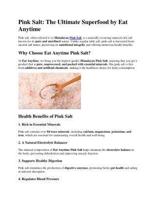 Premium Himalayan Pink Salt by Eat Anytime – Pure, Natural, and Mineral-Rich