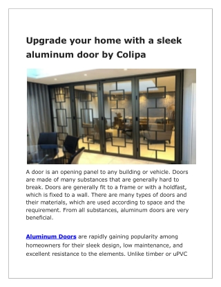 Premium Quality Aluminum Door Solutions by Colipa
