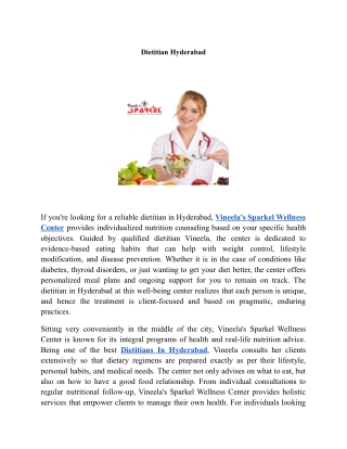 Dietitian Hyderabad | Vineela’s Sparkel Wellness Center