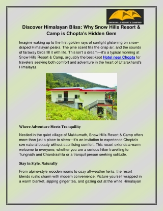 Hotel near Chopta