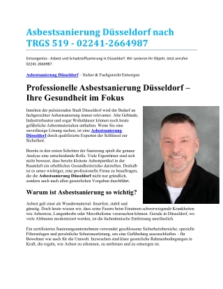 Asbestsanierung Düsseldorf nach TRGS 519 - 02241-2664987