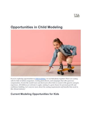 opportunities in child modeling
