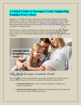 A Global Guide to Surrogacy Costs Supporting Families Every where