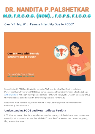 Can IVF Help With Female Infertility Due to PCOS