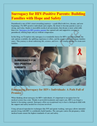 Surrogacy for HIV-Positive Parents - Building Families with Hope and Safety
