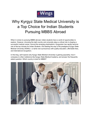 Why Kyrgyz State Medical University is a Top Choice for Indian Students Pursuing MBBS Abroad