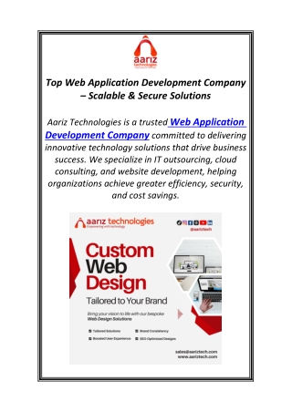 Top Web Application Development Company – Scalable & Secure Solutions