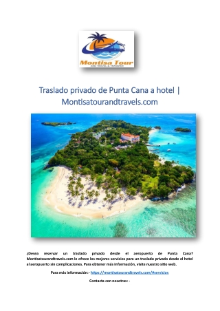 Traslado privado de Punta Cana a hotel | Montisatourandtravels.com