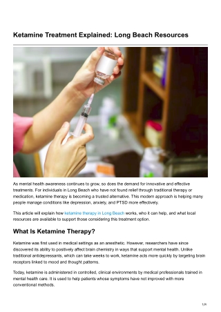 Ketamine Treatment Explained Long BeachResources