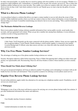 Free Telephone Number Lookup: Discover Hidden Caller Info