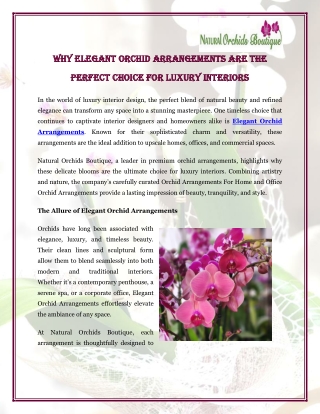 Why Elegant Orchid Arrangements Are the Perfect Choice for Luxury Interiors