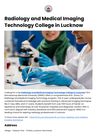 Radiology and Medical Imaging Technology College in Lucknow