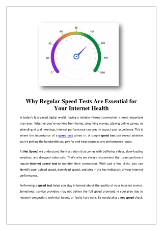 why regular speed tests are essential for your