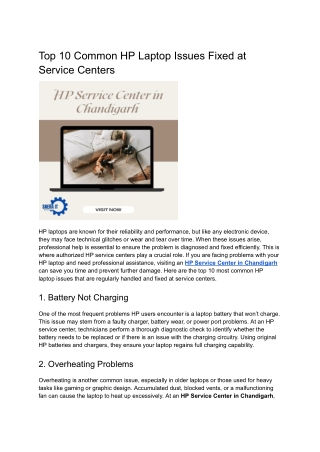 Top 10 Common HP Laptop Issues Fixed at Service Centers
