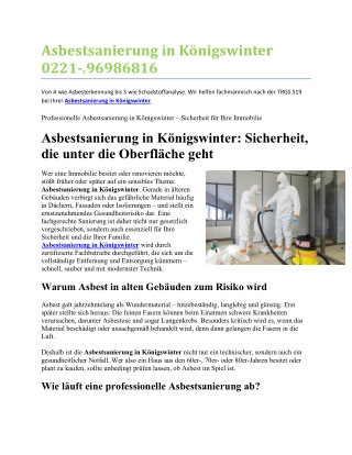 Asbestsanierung in Königswinter 0221-.96986816