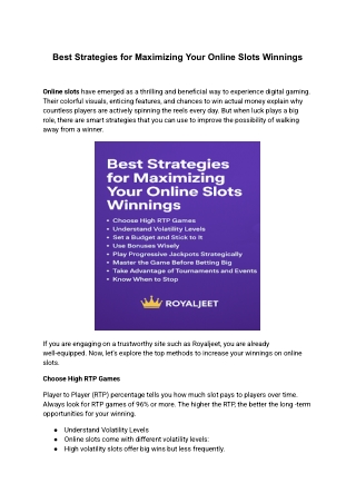 Best Strategies for Maximizing Your Online Slots Winnings