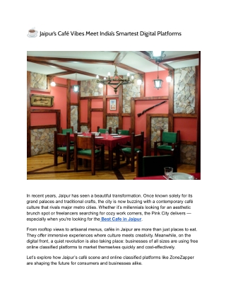 ☕ Jaipur’s Café Vibes Meet India’s Smartest Digital Platforms