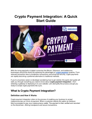 Crypto Payment Integration: A Quick Start Guide