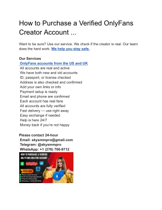 How to Purchase a Verified OnlyFans Creator Account ...
