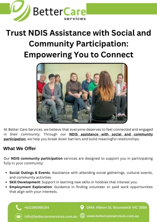 Trust NDIS Assistance with Social and Community Participation Empowering You to Connect
