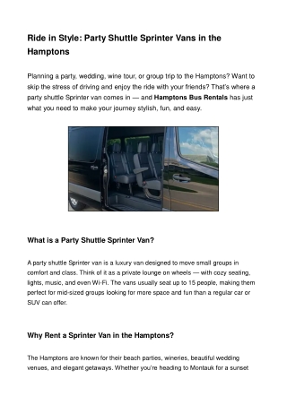 Ride in Style_ Party Shuttle Sprinter Vans in the Hamptons