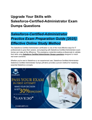 Upgrade Your Skills with Salesforce-Certified-Administrator Exam Dumps Questions