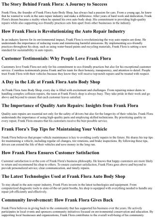 the story behind frank flora a journey to success