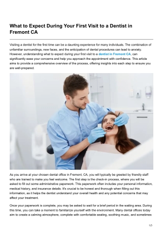 What to Expect During Your First Visit to a Dentist in Fremont CA