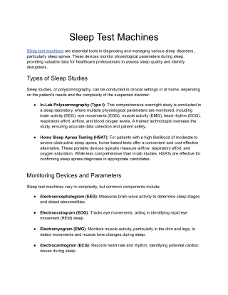 Sleep Test Machines