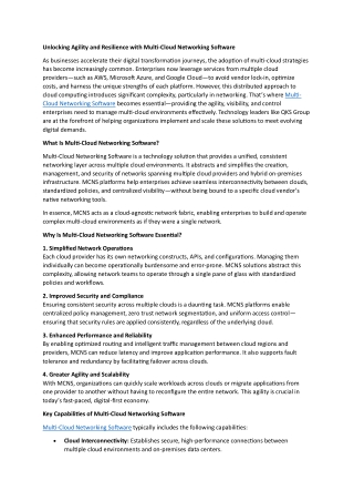 Unlocking Agility and Resilience with Multi-Cloud Networking Software
