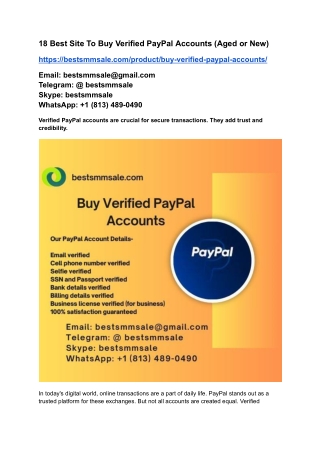 18 best site to buy verified paypal accounts aged