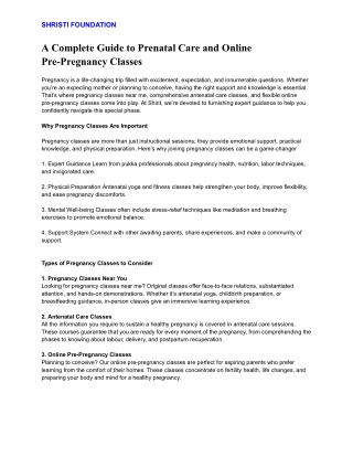 A Complete Guide to Prenatal Care and Online Pre-Pregnancy Classes