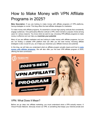 How to Make Money with VPN Affiliate Programs in 2025?