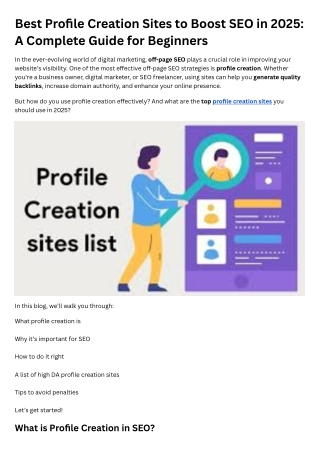 Profile Creation Sites