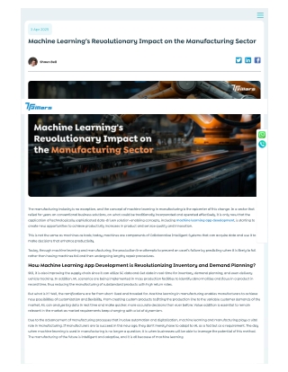 Machine Learning App Development for Smarter Manufacturing in Australia