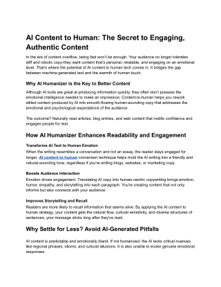 AI Content to Human_ The Secret to Engaging, Authentic Content