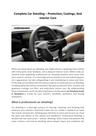 Complete Car Detailing – Protection, Coatings, And Interior Care