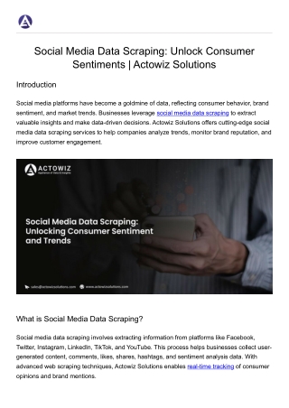 Social Media Data Scraping: Unlock Consumer Sentiments | Actowiz Solutions