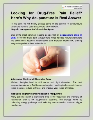 Acupuncture Clinic in Delhi